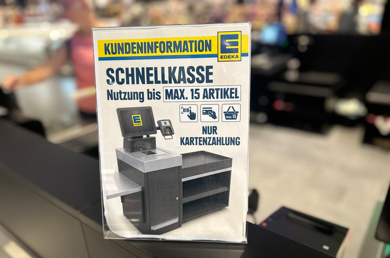 Die neuen Schnellkassen sind für maximal 15 Artikel ausgerichtet